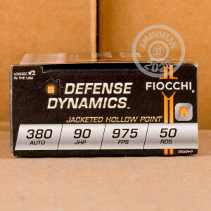 Photograph showing detail of 380 AUTO FIOCCHI 90 GRAIN JHP (50 ROUNDS)