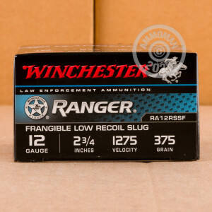 Photograph showing detail of 12 GAUGE WINCHESTER RANGER 2-3/4" 375 GRAIN FRANGIBLE SLUG (250 ROUNDS)