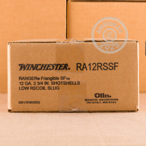 Photograph showing detail of 12 GAUGE WINCHESTER RANGER 2-3/4" 375 GRAIN FRANGIBLE SLUG (250 ROUNDS)