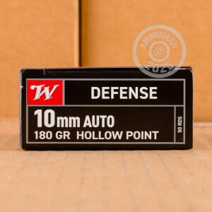 Photo detailing the 10MM WINCHESTER W DEFENSE 180 GRAIN JHP (50 ROUNDS) for sale at AmmoMan.com.