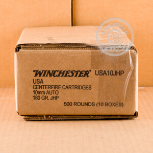 Photo detailing the 10MM WINCHESTER W DEFENSE 180 GRAIN JHP (50 ROUNDS) for sale at AmmoMan.com.