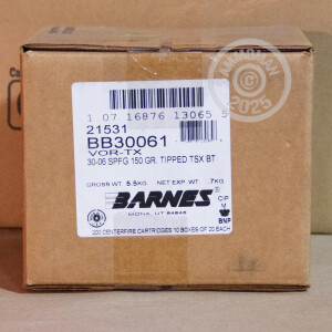 An image of 30.06 Springfield ammo made by Barnes at AmmoMan.com.