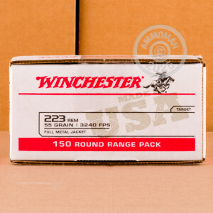 Photo detailing the 223 REM WINCHESTER USA 55 GRAIN FMJ (600 ROUNDS) for sale at AmmoMan.com.