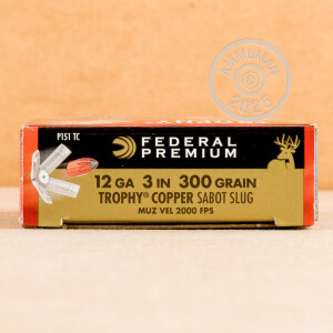 Photograph showing detail of 12 GAUGE FEDERAL PREMIUM TROPHY COPPER 3" 300 GRAIN SABOT SLUG (5 ROUNDS)