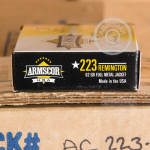 Image of 223 Remington ammo by Armscor that's ideal for training at the range.