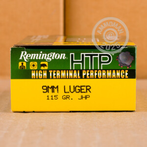 Photograph showing detail of 9MM LUGER REMINGTON HTP 115 GRAIN JHP (500 ROUNDS)