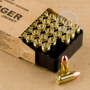 Photograph showing detail of 9MM LUGER REMINGTON MIL / LE CONTRACT OVERRUN 115 GRAIN FMJ (500 ROUNDS)