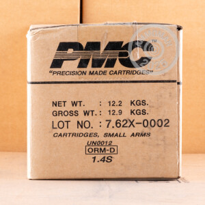 Photograph showing detail of 7.62x51 NATO PMC X-TAC 147 GRAIN FMJ-BT (500 ROUNDS)