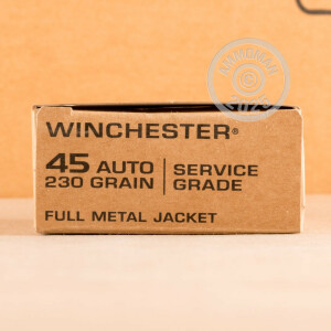 Image of the .45 ACP WINCHESTER SERVICE GRADE 230 GRAIN GRAIN FMJ (50 ROUNDS) available at AmmoMan.com.