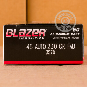 Photo detailing the .45 ACP CCI BLAZER 230 GRAIN FMJ (50 ROUNDS) for sale at AmmoMan.com.