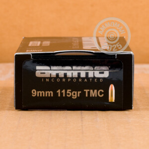 Photo of 9mm Luger TMJ ammo by Ammo Incorporated for sale at AmmoMan.com.