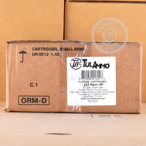 A photo of a box of Tula Cartridge Works ammo in 223 Remington.