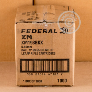 Image of Federal 5.56x45mm rifle ammunition.