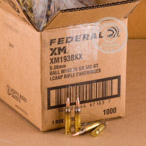 An image of 5.56x45mm ammo made by Federal at AmmoMan.com.