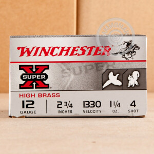 Photograph showing detail of 12 GAUGE WINCHESTER SUPER-X 2-3/4" 1-1/4 OZ. #4 SHOT (25 ROUNDS)