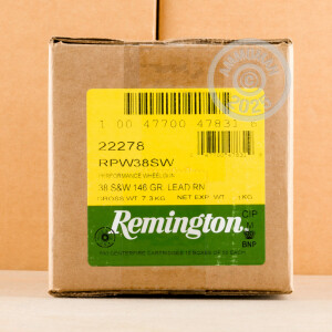 Image of 38 S&W REMINGTON PERFORMANCE WHEELGUN 146 GRAIN LRN (500 ROUNDS)