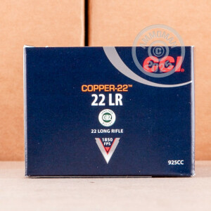 Photograph of .22 Long Rifle ammo with HP ideal for hunting varmint sized game, training at the range.