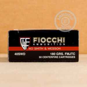 Photo detailing the .40 S&W FIOCCHI 180 GRAIN FMJ (1000 ROUNDS) for sale at AmmoMan.com.