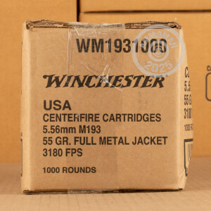 Photograph showing detail of 5.56X45 WINCHESTER USA 55 GRAIN FMJ (1000 ROUNDS)