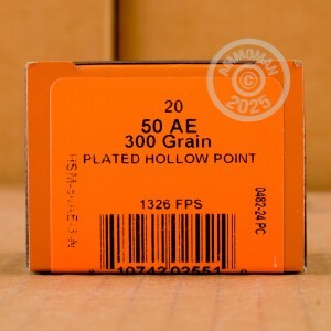 A photo of a box of HSM Ammunition ammo in 50 Action Express.