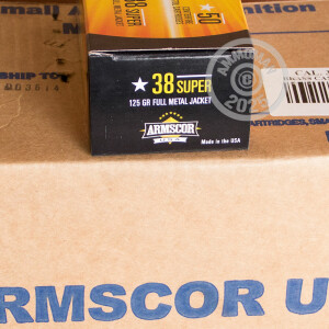 Photo detailing the 38 SUPER ARMSCOR 125 GRAIN FMJ (1000 ROUNDS) for sale at AmmoMan.com.