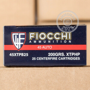 Photograph showing detail of .45 ACP FIOCCHI SHOOTING DYNAMICS 200 GRAIN JHP (25 ROUNDS)