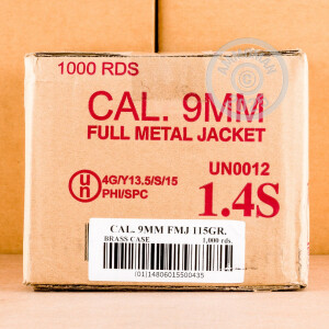 Image of 9mm Luger pistol ammunition at AmmoMan.com.