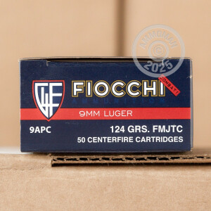 Image of 9mm Luger ammo by Fiocchi that's ideal for training at the range.