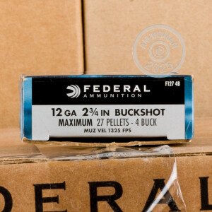 Image of the 12 GAUGE FEDERAL POWER SHOK 2 3/4 #4 BUCK (250 ROUNDS) available at AmmoMan.com.