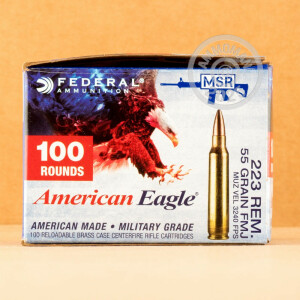 Image of 223 REMINGTON FEDERAL AMERICAN EAGLE 55 GRAIN FMJ (100 ROUNDS)