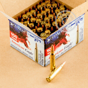 Photograph showing detail of 223 REMINGTON FEDERAL AMERICAN EAGLE 55 GRAIN FMJ (100 ROUNDS)