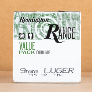 Photograph showing detail of 9MM REMINGTON RANGE 115 GRAIN FMJ (600 ROUNDS)