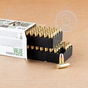 Photo detailing the 9MM REMINGTON RANGE 115 GRAIN FMJ (600 ROUNDS) for sale at AmmoMan.com.