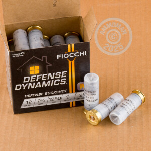 Photo detailing the 12 GAUGE FIOCCHI 2-3/4" 9 PELLETS #1 BUCKSHOT (250 ROUNDS) for sale at AmmoMan.com.