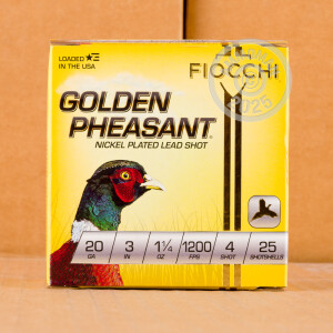 Image of 20 GAUGE FIOCCHI GOLDEN PHEASANT 3" #4 SHOT (25 SHELLS)