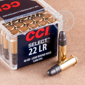 Photograph showing detail of 22 LR CCI SELECT 40 GRAIN LRN (100 ROUNDS)