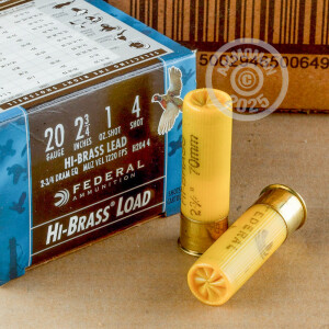 Image of 20 GAUGE FEDERAL GAME LOAD UPLAND HI-BRASS 2-3/4" 1 OZ. #4 SHOT (250 ROUNDS)