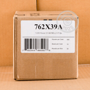 Image of the 7.62X39 FIOCCHI 123 GRAIN FMJ (500 ROUNDS) available at AmmoMan.com.