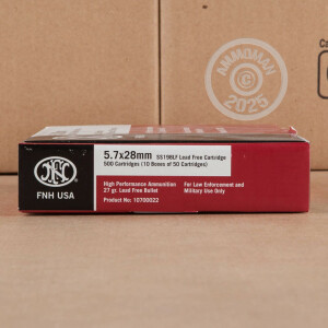 Photograph showing detail of 5.7X28MM FN HERSTAL 27 GRAIN LEAD FREE JHP (50 ROUNDS)