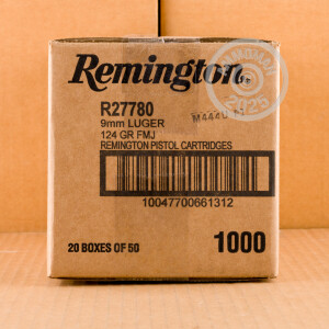 A photo of a box of Remington ammo in 9mm Luger.