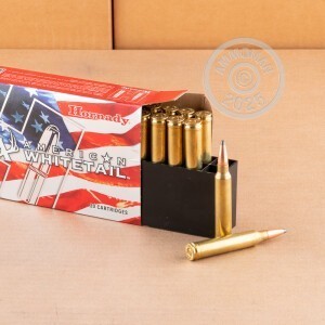 A photograph detailing the 300 Winchester Magnum ammo with soft point bullets made by Hornady.
