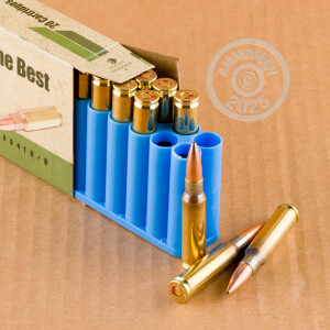 A photograph detailing the 308 / 7.62x51 ammo with Open Tip Match bullets made by Israeli Military Industries.