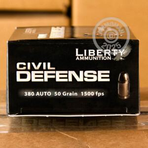 Photograph showing detail of 380 ACP LIBERTY CIVIL DEFENSE 50 GRAIN JHP (20 ROUNDS)