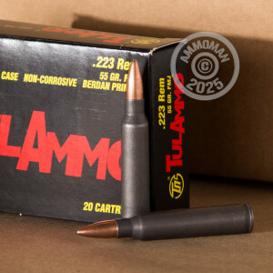 Photo detailing the 223 REMINGTON TULA AMMO TIN 55 GRAIN FMJ (500 ROUNDS) for sale at AmmoMan.com.