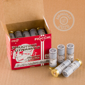 Photo detailing the 12 GAUGE FIOCCHI 2-3/4" 1-1/8 OZ. #7.5 SHOT (250 ROUNDS) for sale at AmmoMan.com.