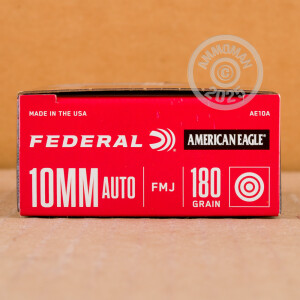 Photo detailing the 10MM FEDERAL AMERICAN EAGLE 180 GRAIN FMJ (1000 ROUNDS) for sale at AmmoMan.com.