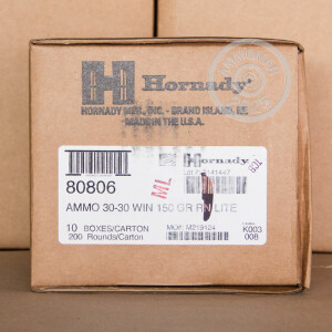 Photograph showing detail of 30-30 HORNADY CUSTOM LITE 150 GRAIN RN (20 ROUNDS)