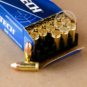 A photograph detailing the 9mm Luger ammo with FMJ bullets made by Magtech.