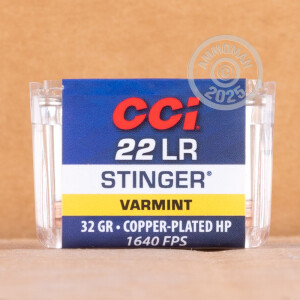 Photo detailing the 22 LR CCI STINGER 32 GRAIN CPHP (500 ROUNDS) for sale at AmmoMan.com.