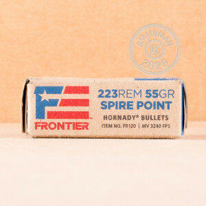 Photo detailing the 223 REM HORNADY FRONTIER 55 GRAIN SP (500 ROUNDS) for sale at AmmoMan.com.